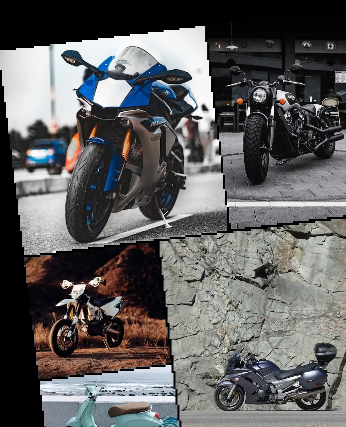motorcycle shipping image collage