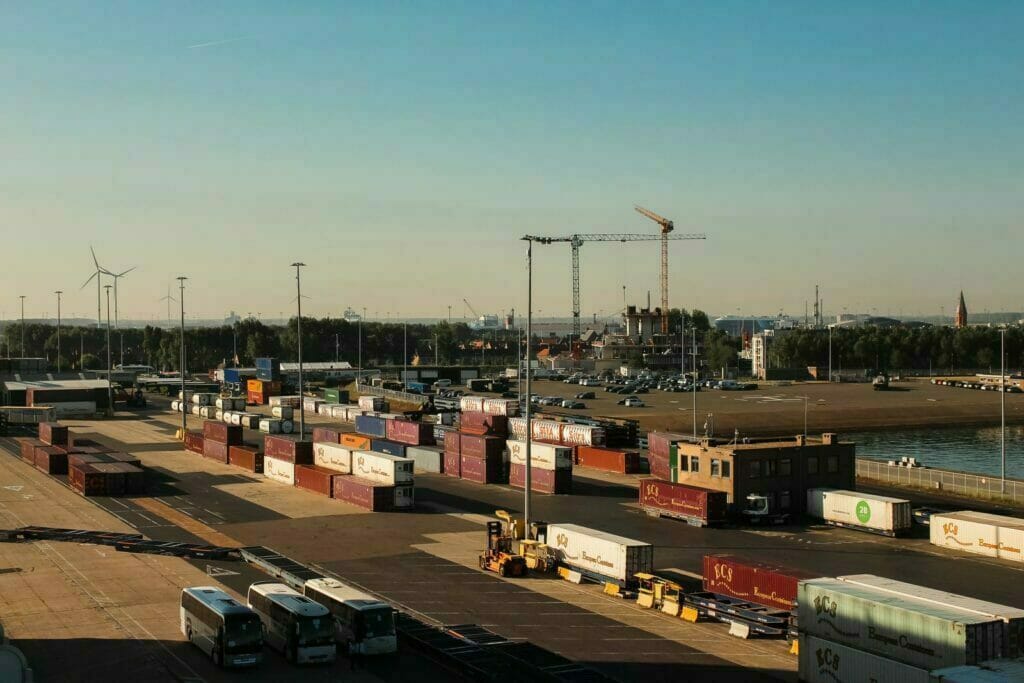 Aerial view, port.