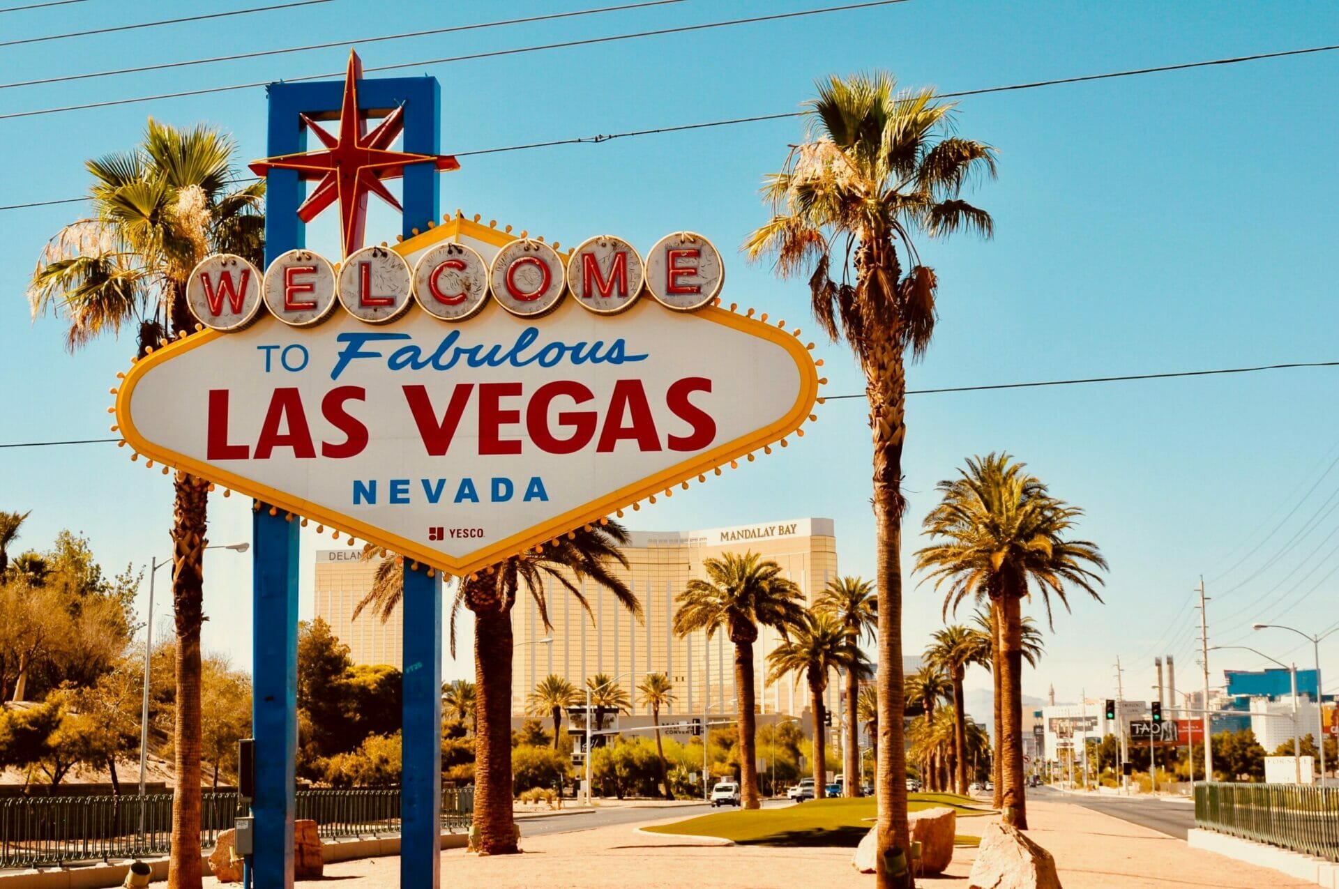 Welcome to Las Vegas sign featuring a dog.