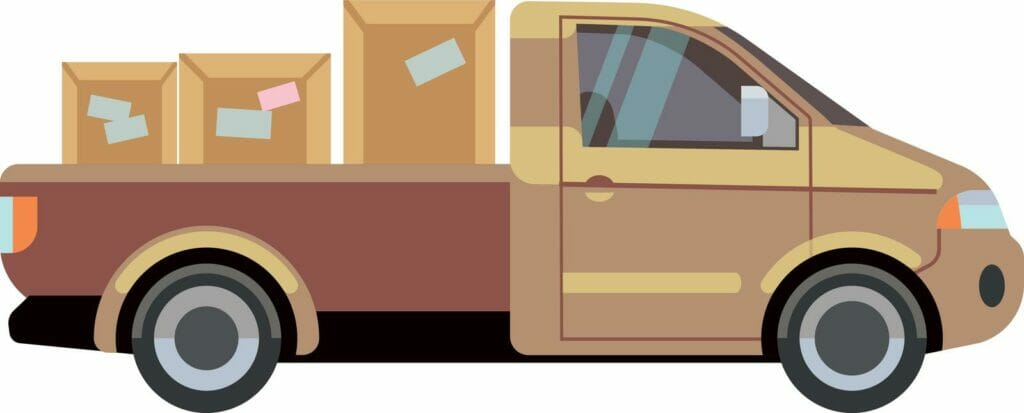 A startup hotshot trucking business carrying boxes on the back of their truck.