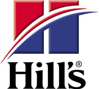Hill’s logo features a red and blue block design with a curved white and blue stripe, and the word “Hill’s” in black text below—reflecting its reputation as one of the best dog food brands.
