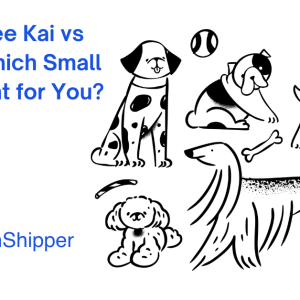 Illustration of five different dog breeds with the text "Alaska Klee Kai vs Pomsky: Which Small Spitz Is Right for You?" and the CitizenShipper logo—highlighting the unique charm of Alaska Klee Kai, perfect for spitz enthusiasts.